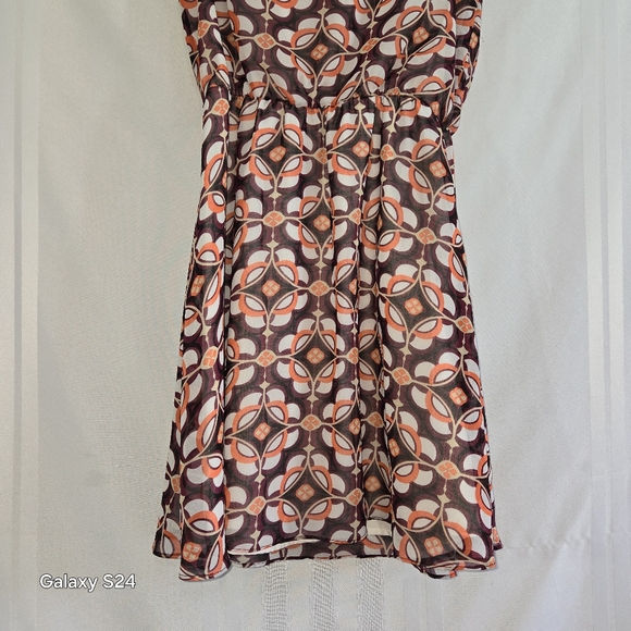 BANANA REPUBLIC SLEEVELESS LIGHTWEIGHT GEOMETRIC ORANGE PURPLE TANK DRESS SZ 4 - Picture 8 of 12